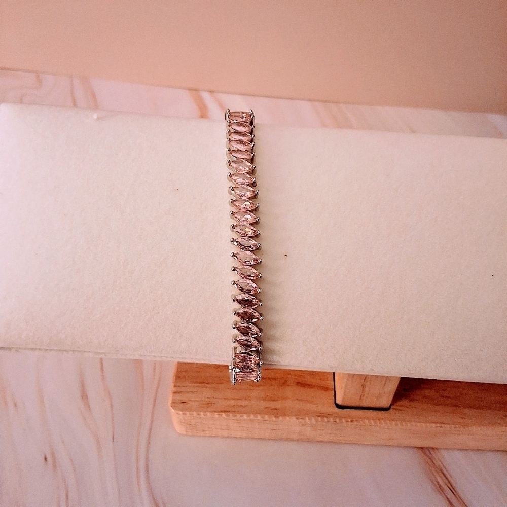 Pretty Bird 18K White Gold Plated Pink Crystal Bracelet - Picture 9 of 16